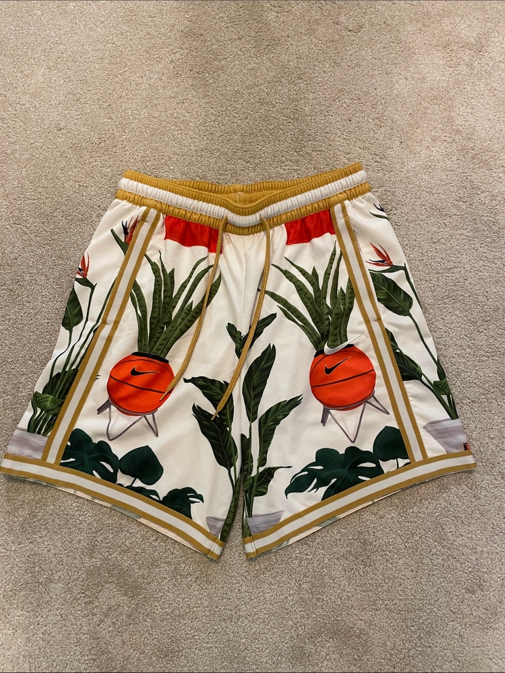 Nike White Tropical Basketball Graphic Shorts.